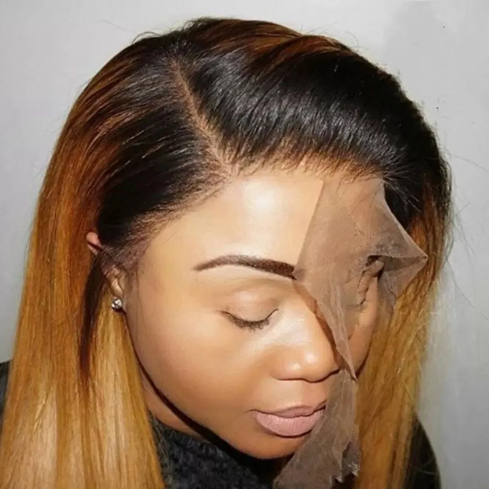 Отбеленный и погибающий медовый блондин Омбре парик из человеческих волос 1B/30 360