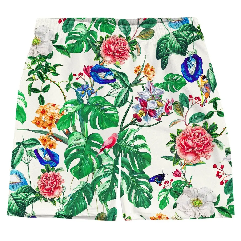 Мужские шорты с красивыми цветами и 3D принтом летние пляжные повседневные