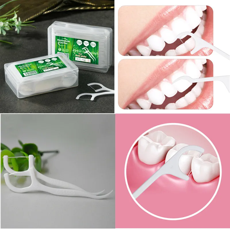 

30 шт., пластиковые зубочистки с нитью