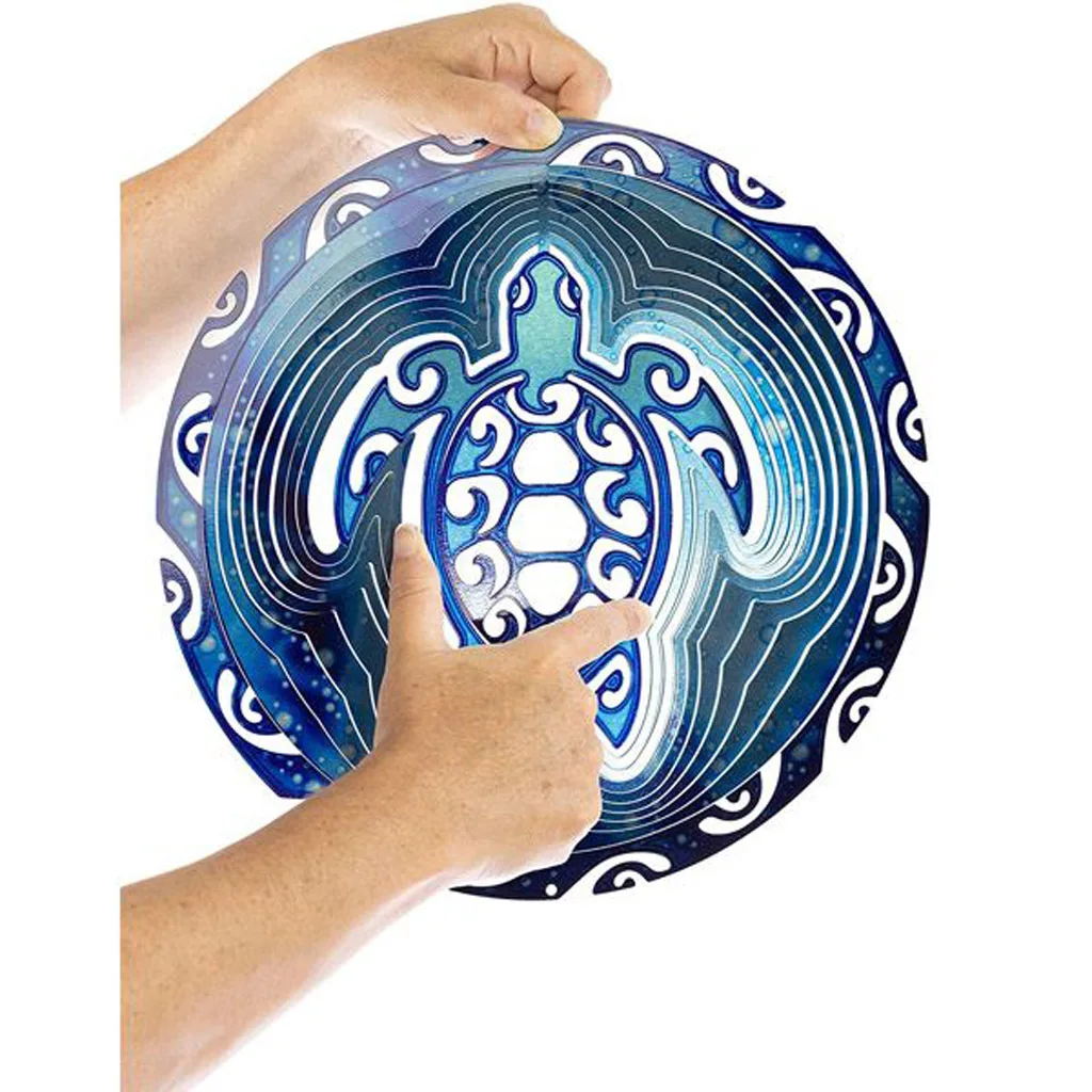 

Turtle Wind Chime Rotating Pendant 3D Metal Foldable Outdoor Garden Decoration (Blue)