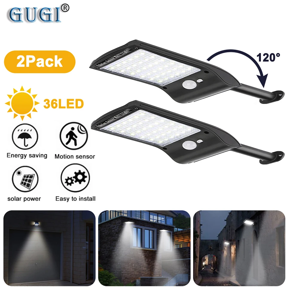 1/2/4 шт. Открытый 36 светодиодный солнечный Мощность светильник Водонепроницаемый