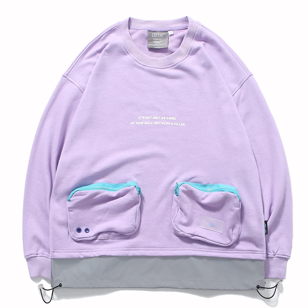 Дизайнерская креативная Лоскутная Женская футболка с карманами фиолетовая