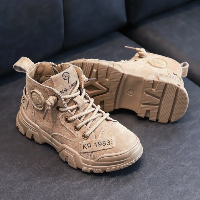 

Children Shoes Winter Boy Boots New Boy Genuine Leather Fashion Girls Martin Boots Student Sneakers Plush Warm Kids Snow Boots