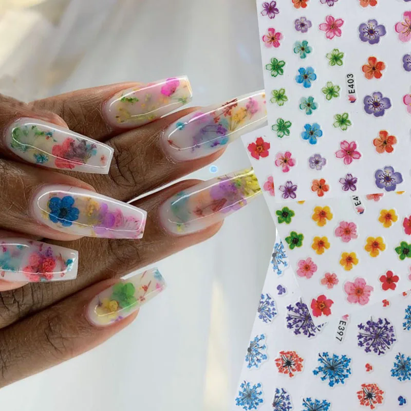 3D наклейки для ногтей с сушеными цветами клейкие Maincure Salon акриловый инструмент