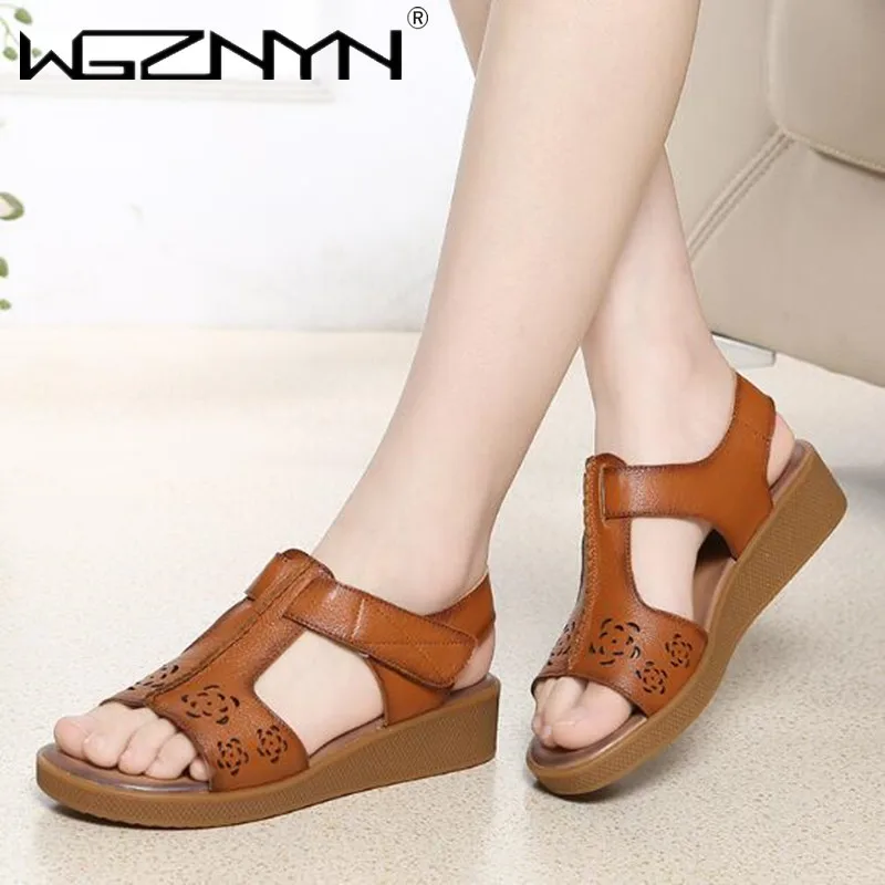 

Сандалии женские из мягкой натуральной кожи, Босоножки с открытым носком, повседневная обувь в ретро стиле, Размеры 35-40, лето 2021