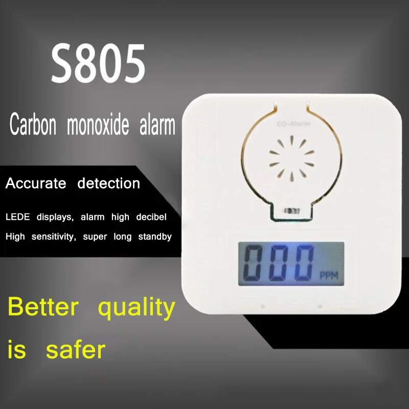 Детектор угарного газа ЖК дисплей CO Сенсор работать один встроенный 85dB звук