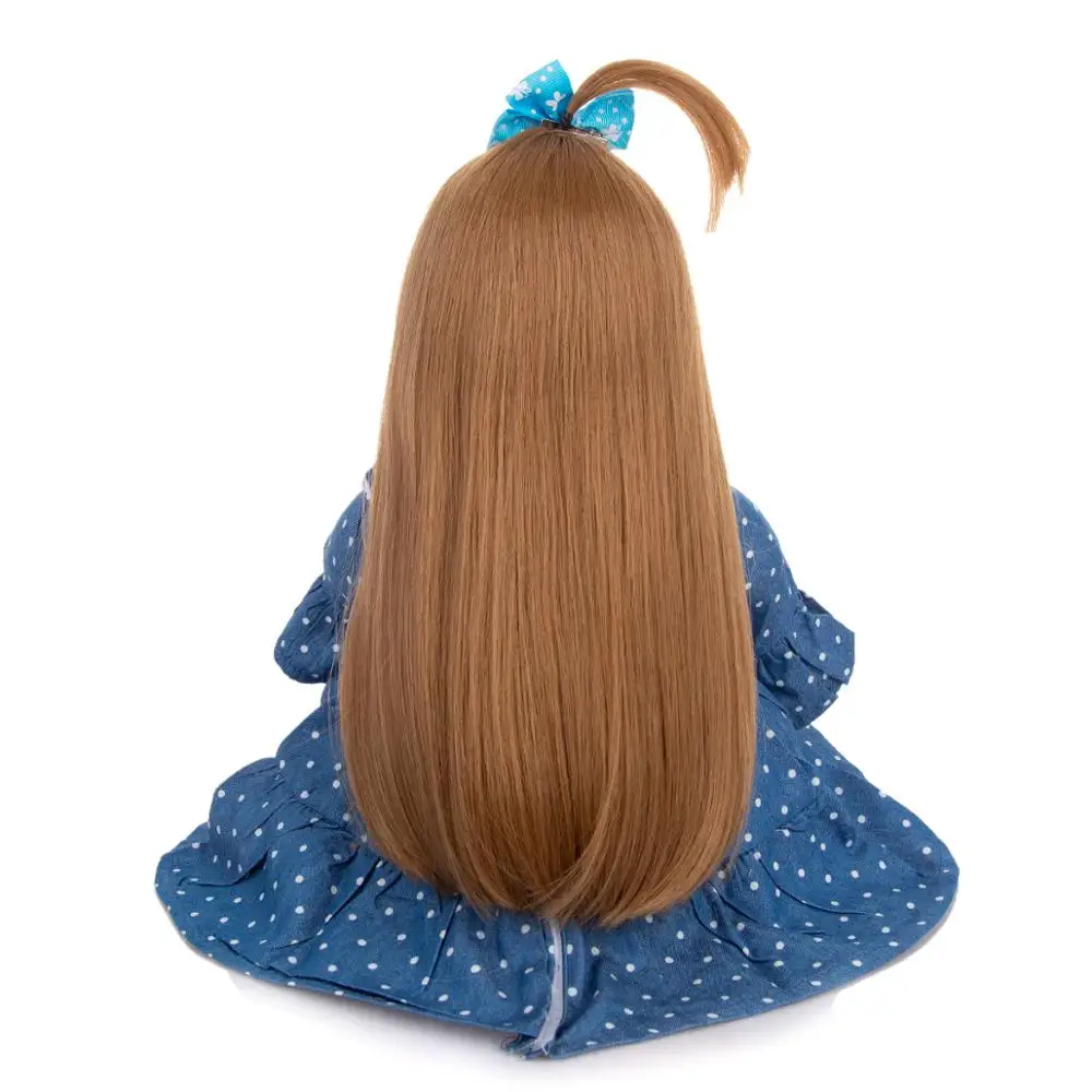 

KEIUMI New 19 Inch Lifelike Reborn Dolls Cloth Body Cute Reborn Baby Girl Dolls Long Hair Big Eyes For Christmas Gifts For Kids