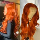 Парик из апельсинового имбиря, цветные парики из человеческих волос 13 х4, парики из человеческих волос на сетке спереди, бразильские предварительно выщипанные парики без повреждений, плотность 180 для женщин