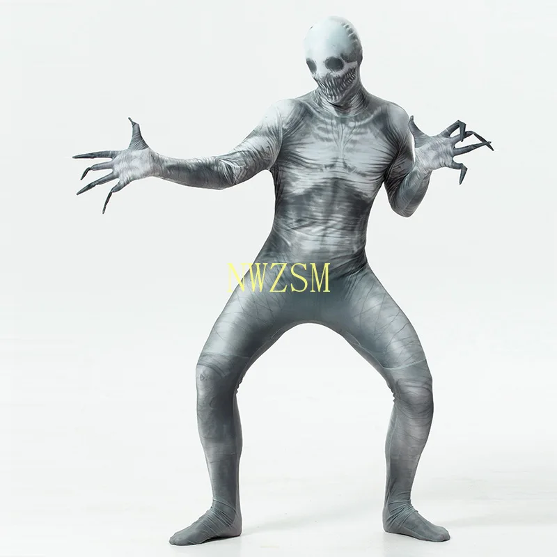 

Horror Mummy Zombie Costume Cosplay Halloween Costume for Men Skeleton Lycra Jumpsuit Carnival Party Dress Up