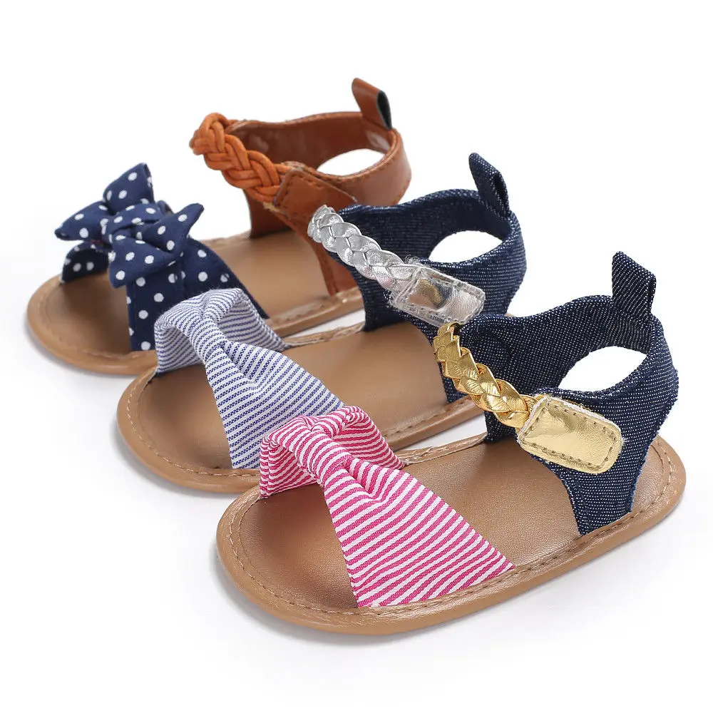 

Baby Girl Shoes Girls Bow-Knot Canvas Sandals Summer Kid Casual Crib Shoes Bow Sandals Newborn
