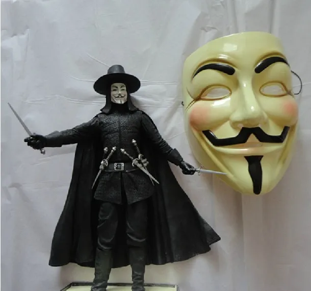 

1pc Halloween V For Vendetta Mask Props Movie Theme V Face Mask Adult Costume Accessory Party Cosplay Mask