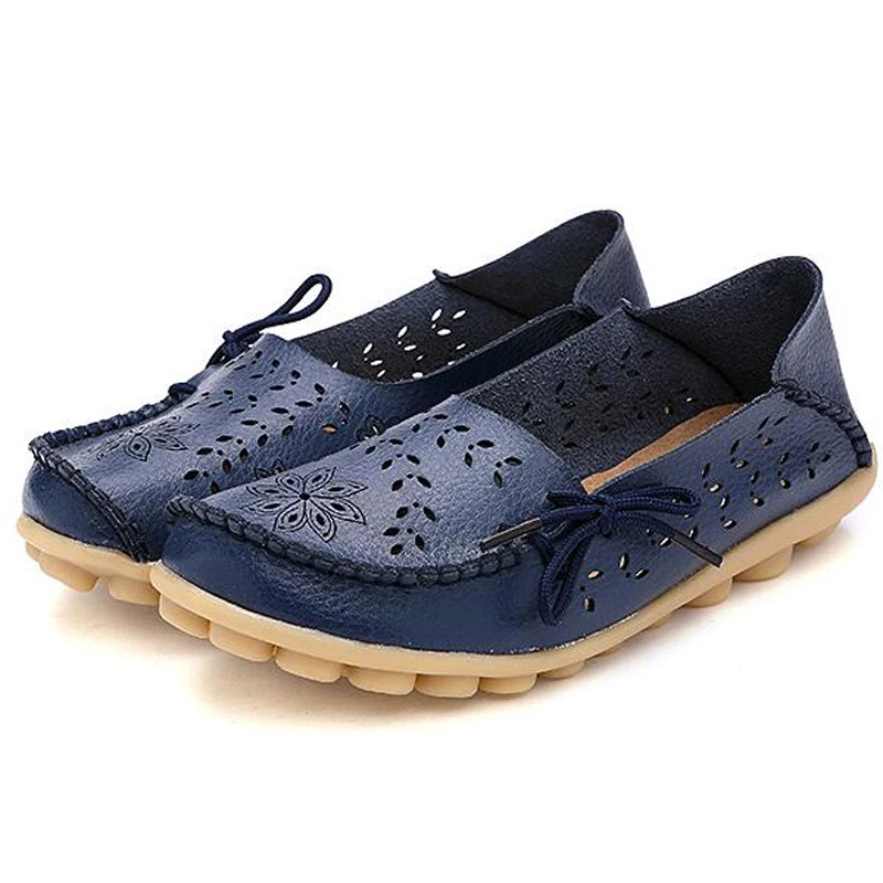 Туфли женские с вырезами удобные мокасины лоферы без застежки Повседневная