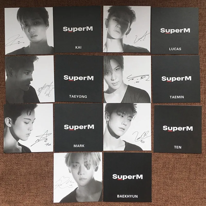 SUPER M Signature Photocard Poster BAEKHYUN MARK KAI TEN LUCAS TAEMIN TAE YOUNG For Fan Welfare New K-pop SUPERM Lomo Photo Card |