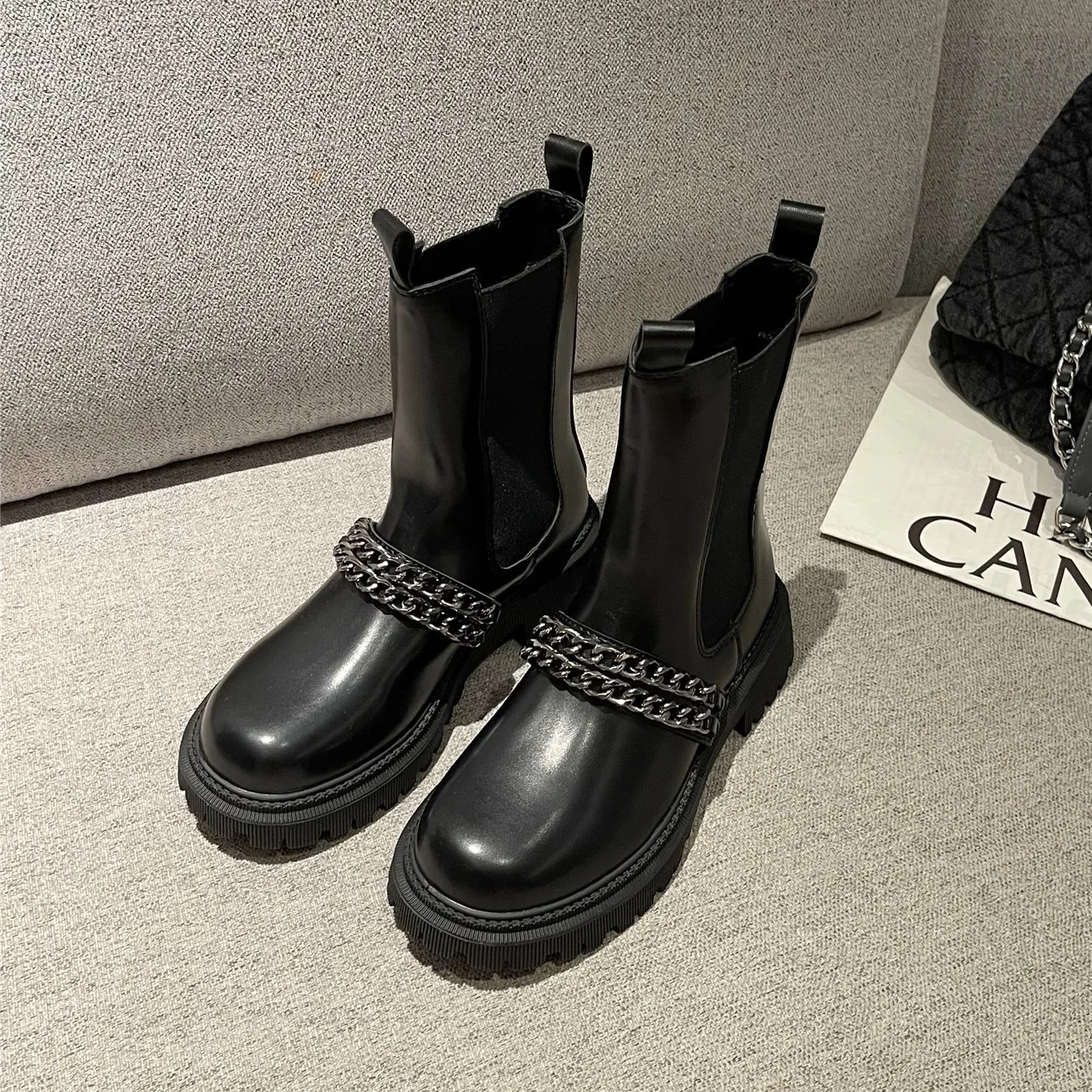 Женские ботинки 2021 водонепроницаемые на платформе с круглым носком и