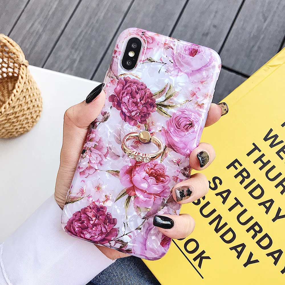 YL WC Sunflower Retro Floral Ring Stand Phone Case For IPhone 12 Mini 11 Pro Max XR XS Max X XS 8 Plus Case Soft IMD Dream
