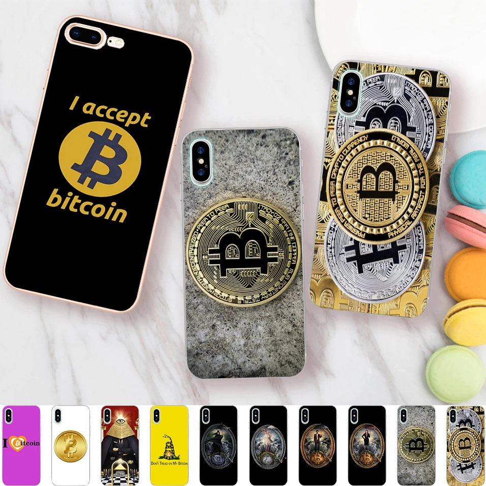 Забавные я принимаю Bitcoin чехол для iPhone X 5 S 5S SE 6 6S 7 8 плюс Чехол прозрачный чехлы