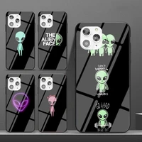 aesthetics cute cartoon alien phone case for iphone 6 6s 7 8 plus x xs xr xsmax 11 12 pro promax 12mini tempered glass