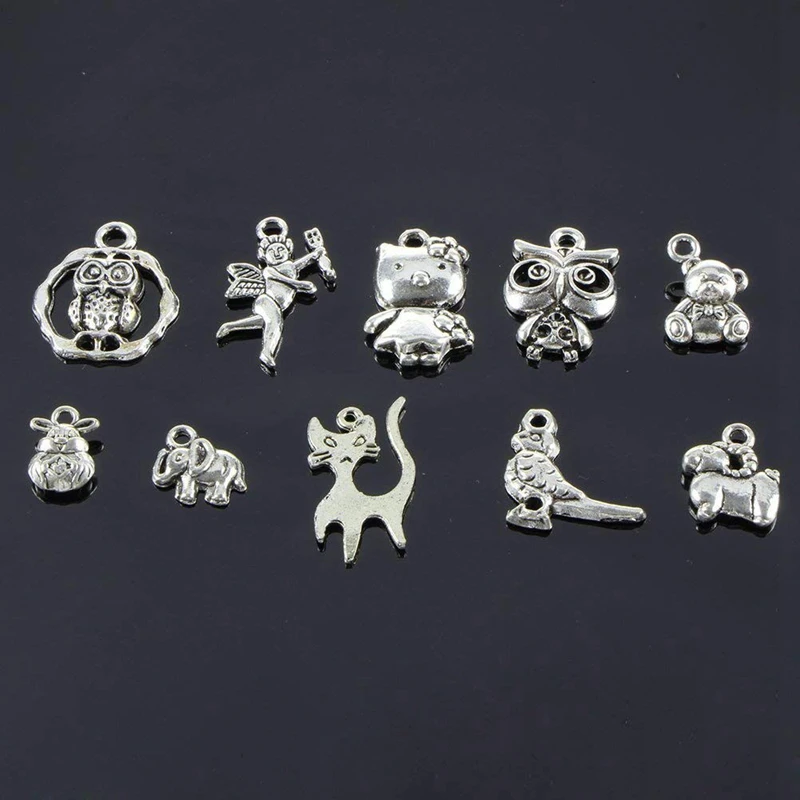 

100 Pcs Animal Charms, Wholesale Bulk Pendant & 1 Set Mixed Shape Bead