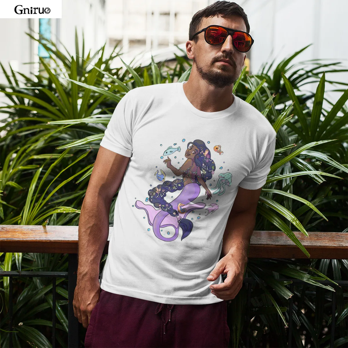 

Under the Sea Pink Streetwear RoundCollar HipHop New Men Clothing 117378