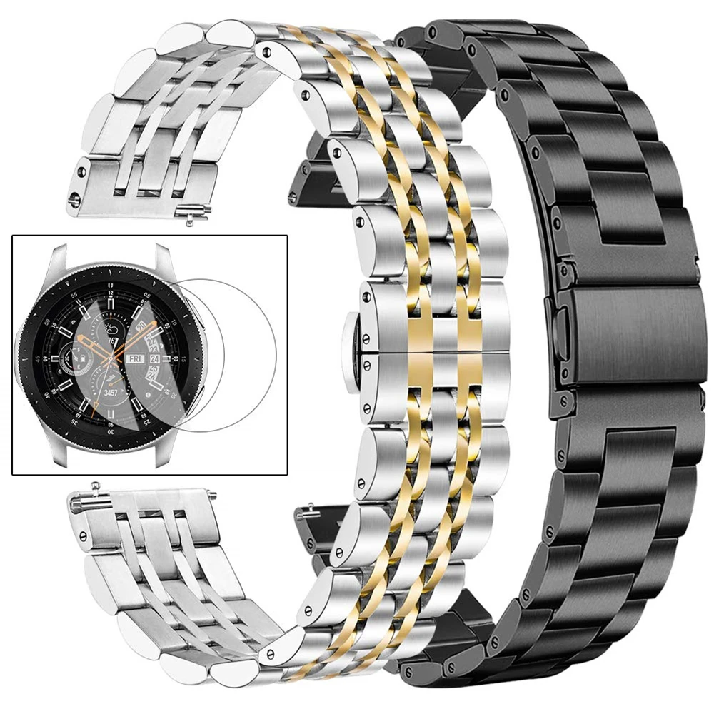 

Pulseira for Galaxy Watch 42mm 46mm Band Set Metal Strap for Samsung Gear S3 Classic/Frontier Smart Watch with Screen Protector