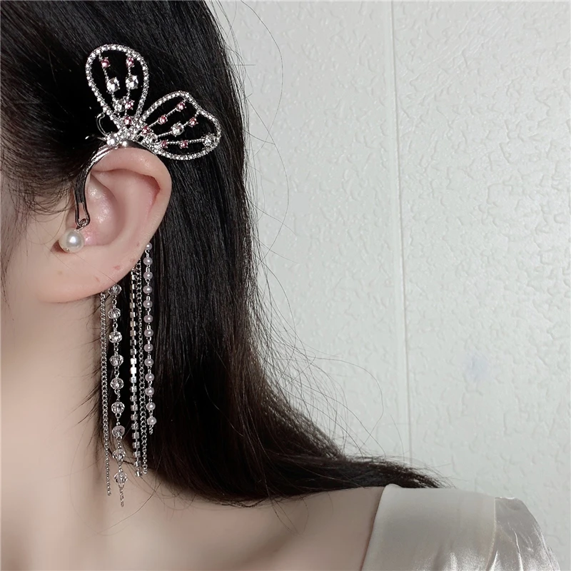 

LCJ 2021 Earrings Geometric Butterfly Earring Cuff Clip On Earrings Ear Bone Clip Metal Chain Earrings Ear Cuffs Women Jewelry