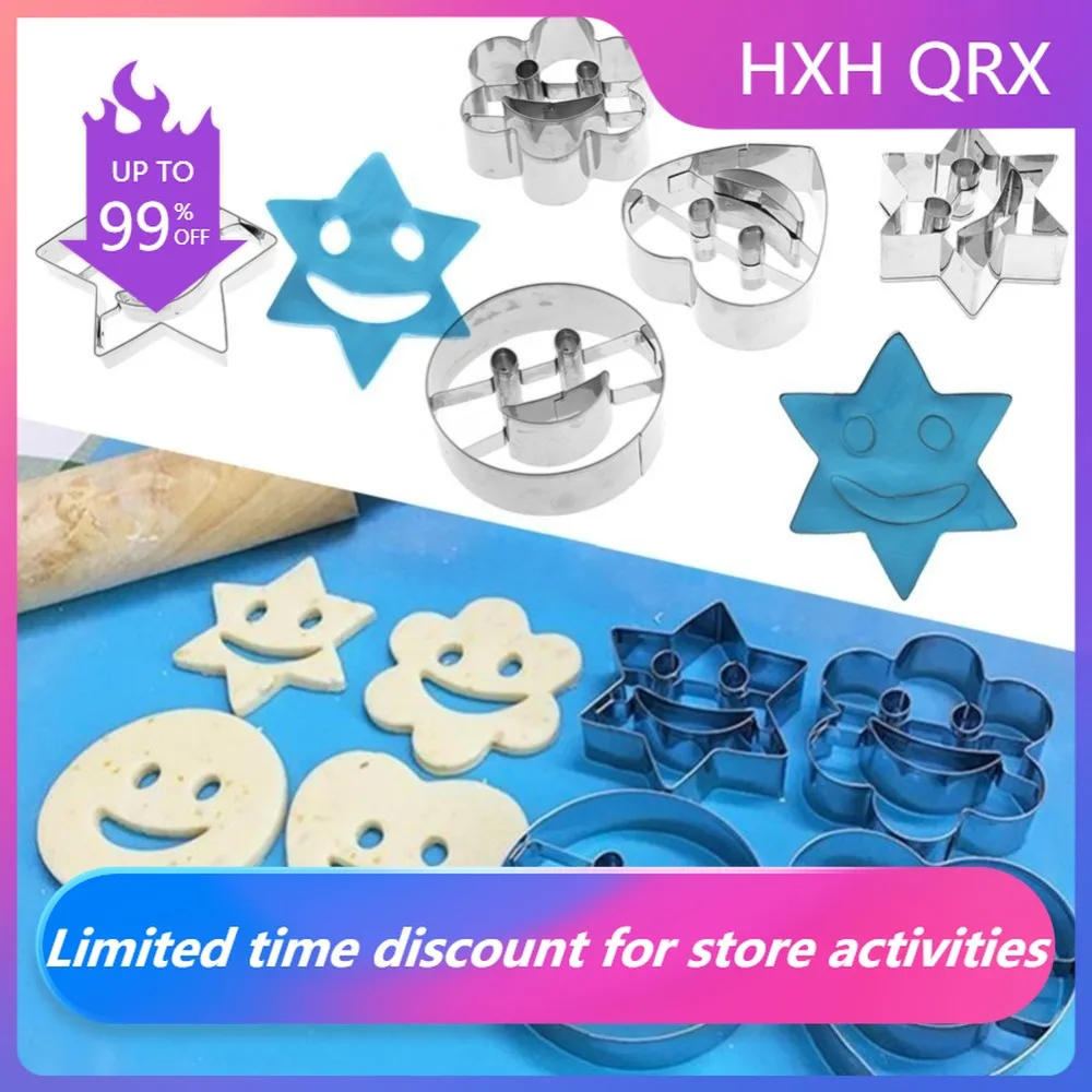 

4pcs Stainless Steel Mini Cookie Cutter Set Biscuit Cookie Mold Party Pastry Cutters Mold Baking Tools Smile Face Heart Flower