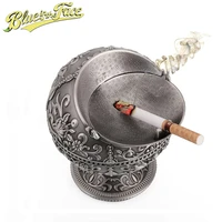 metal standing ashtray with cover creative windproof ash tray with rotating lid for home and car gadget