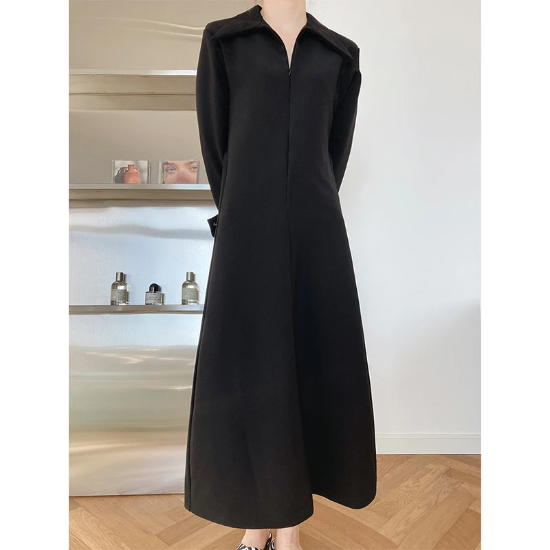 

2021 spring new design sense French Hepburn style long skirt temperament mid-length light ripe waist dress