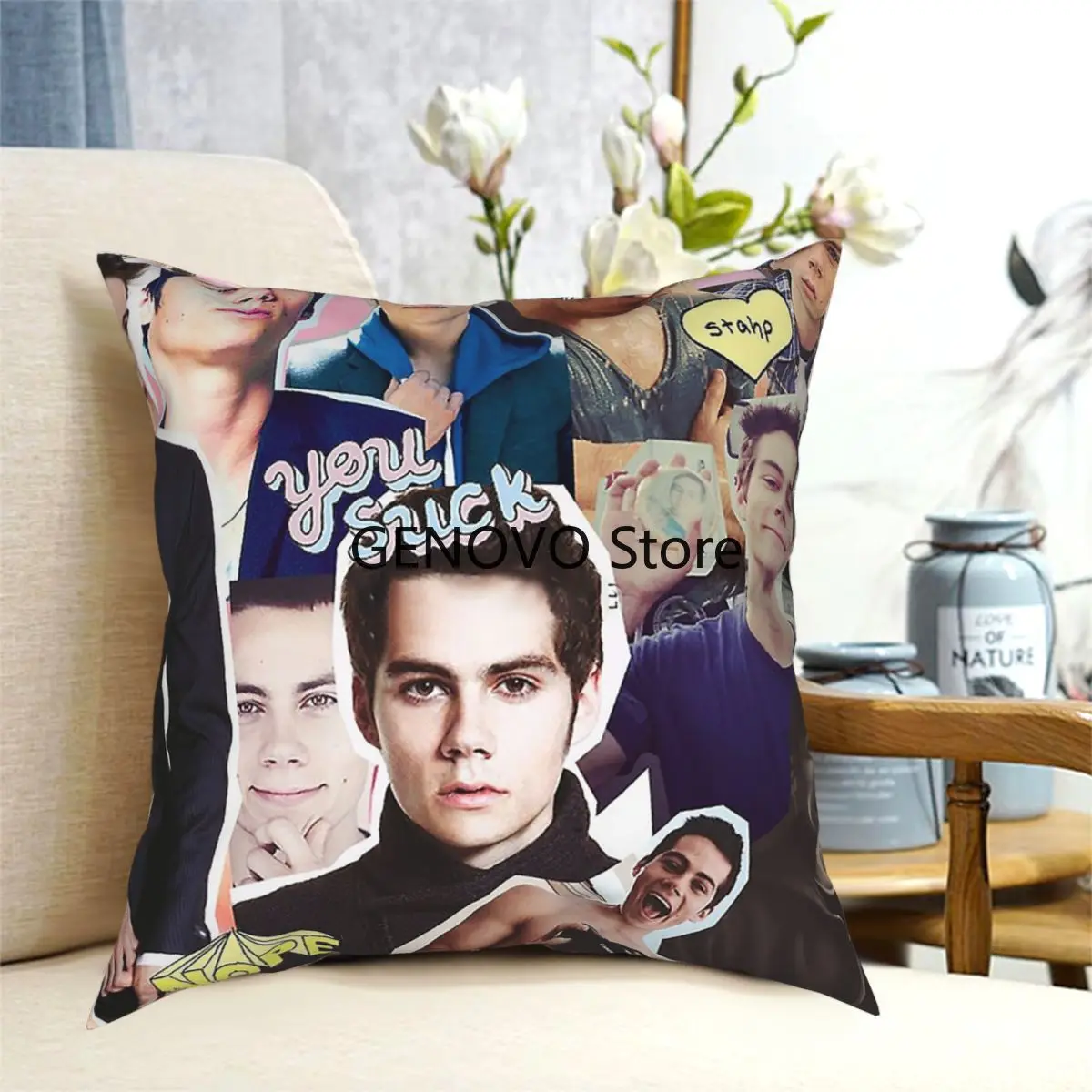 

Teen Wolf Dylan O"Brien Collage 45*45 Square Pillow Case pillows decorative for living room Awesome Pillowcover Home Decor