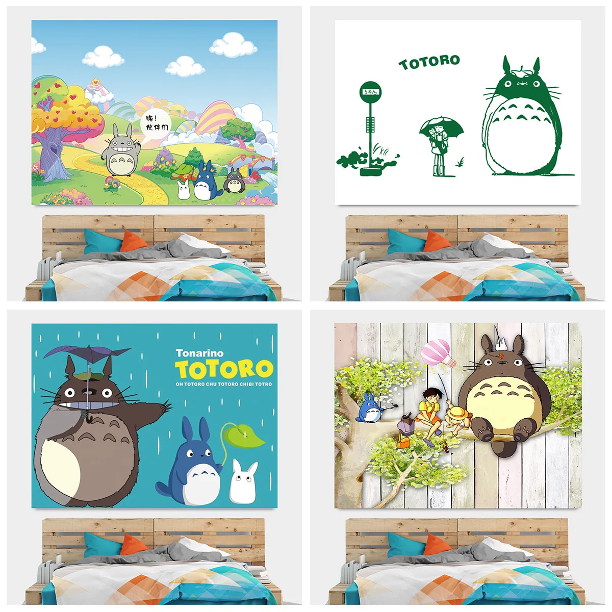 

My Neighbor Totoro Background Cloth Ins Wind Hanging Cloth Dormitory Room Tapestry Bedside Layout Wall Decoration Wall Cloth
