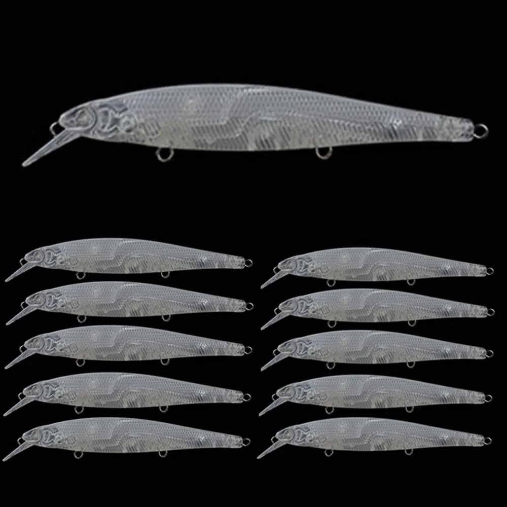 

10 Pcs Blank Lure Embryo Body Bait Mino 10.9cm/7g Unpainted Transparent Hard Bionic Bait Sea Fishing Gear Swim Fish Bait Carp