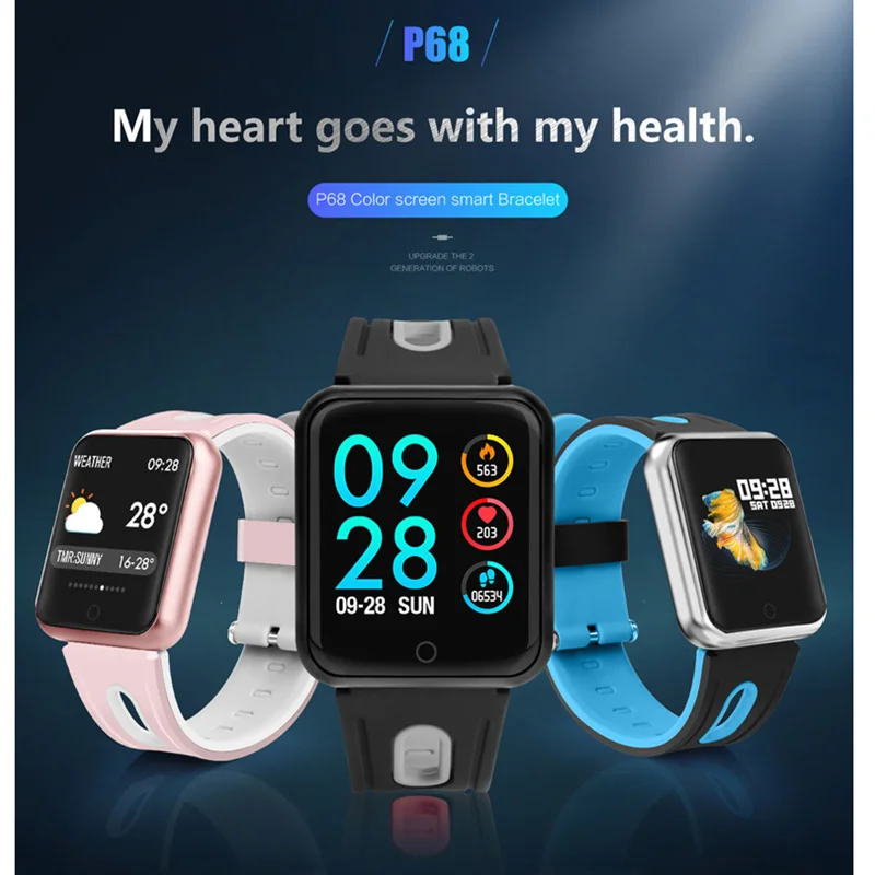 Фитнес-браслет P68 Смарт-часы IP68 Водонепроницаемый для Apple Watch Xiaomi ios Android с