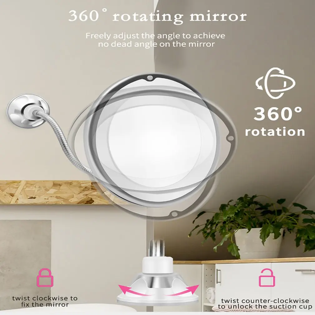

360 Degree Rotation LED Mirror Light Makeup Mirror 10X Magnifying Mirrors with Led light Folding Cosmetic Vanity Mirrors