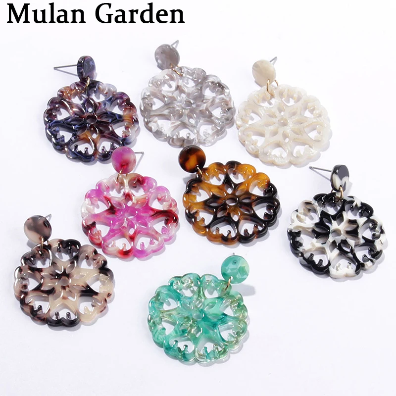 Новые модные геометрические Полые Акриловые серьги M &amp G с цветами для женщин