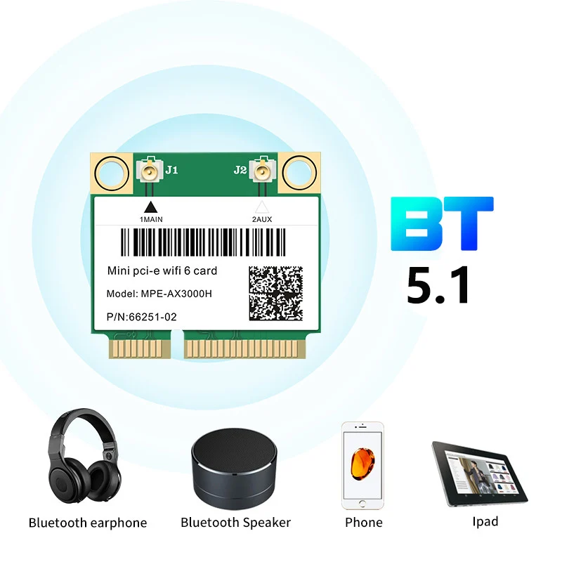 WiFi 6 dual band 3000mbps Bluetooth 5.1 MPE-ax3000H mini PCI-E card 802.11ax/ac 7260AC 7265AC wireless network adapter | Компьютеры и