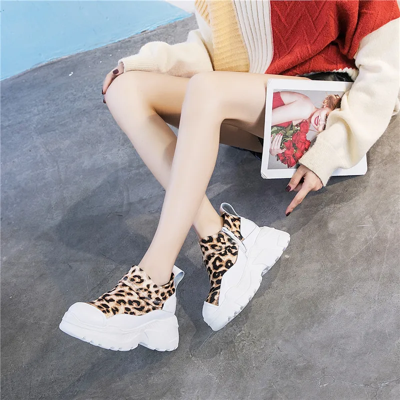 RASMEUP/женские кроссовки из натуральной кожи с леопардовым принтом коллекция 2019