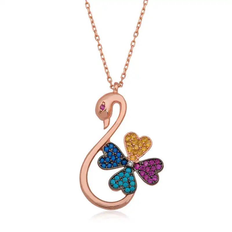 

Silver Swan Clover Lady Necklace