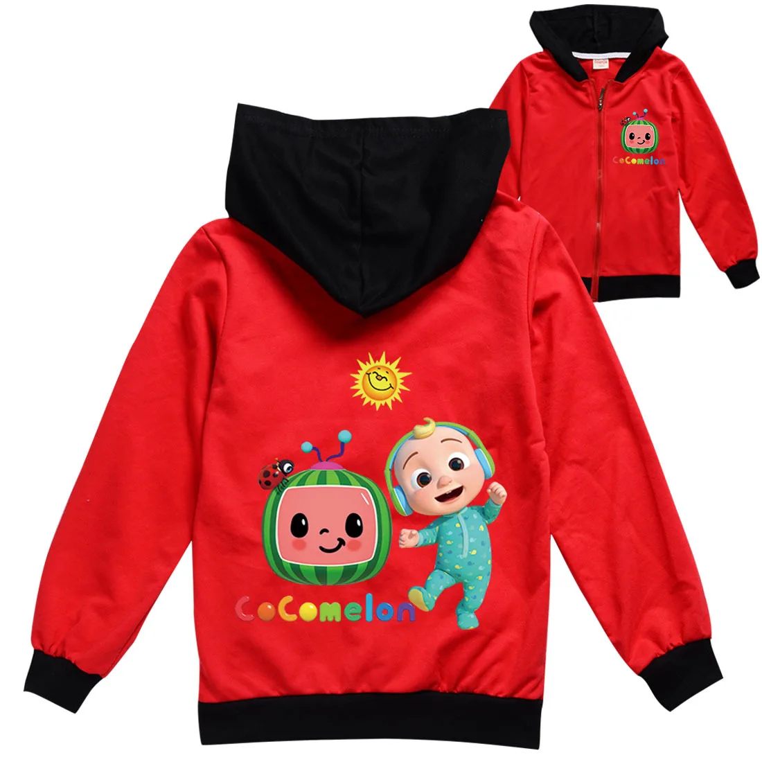 

2021 Autumn Cute Baby Girl Jacket Toddler Boy Hooded Coat Kids Cocomelon JJ Clothes Children Long Sleeved Outwear Bike Jumpers