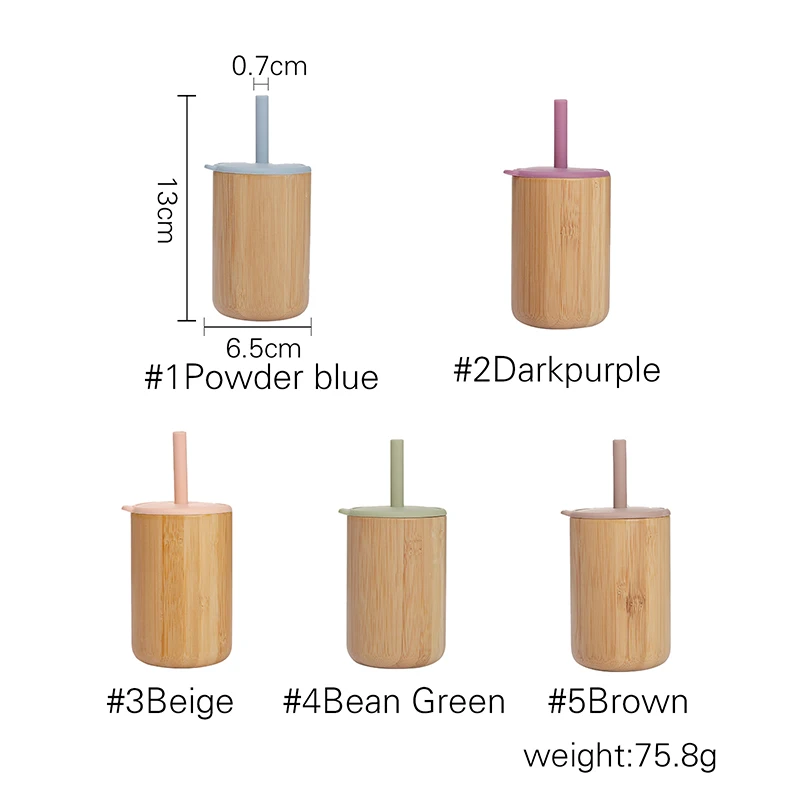 Taza de alimentaci&oacute;n con pajita para beb&eacute;s, vaso de bamb&uacute; para aprender a beber, vaso de entrenamiento con pajita, 1 unidad-5