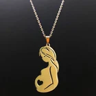 Ожерелье из нержавеющей стали с подвесками для женщин и девочек, цвет золотой и серебряный, для всей семьи, подарок на день беременных, пап, любовь, ювелирные изделия