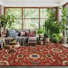 Ковер для прихожей в американском стиле с геометрическим цветочным принтом, Нескользящие Коврики для гостиной, кухни, ванной, прикроватный напольный коврик для спальни