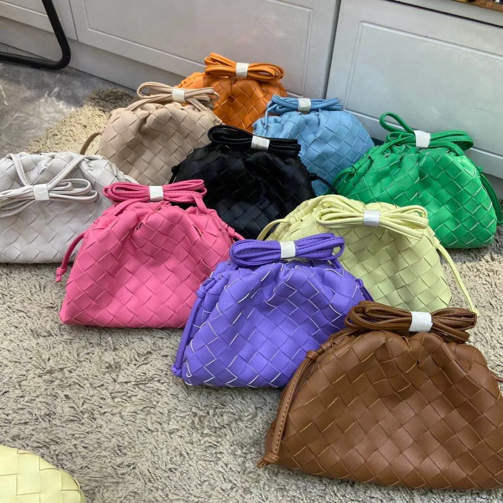 

New High Quality Cow Leather Shoulder Bag Women Woven Dumplings Package Ladies Personality Large Capacity Knitting Handbags