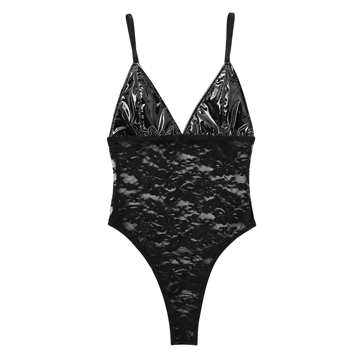 Женский тонкий кружевной комбинезон сексуальные кожаные чашки стринги с высоким