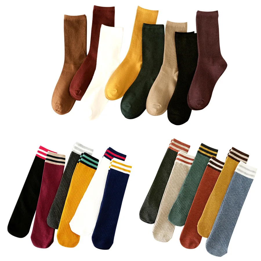 20pairs/set Wholes Female Socks Cotton Solid Color Women's Mid Long Tube Socks Autumn and Winter Girl Sock Wholesale