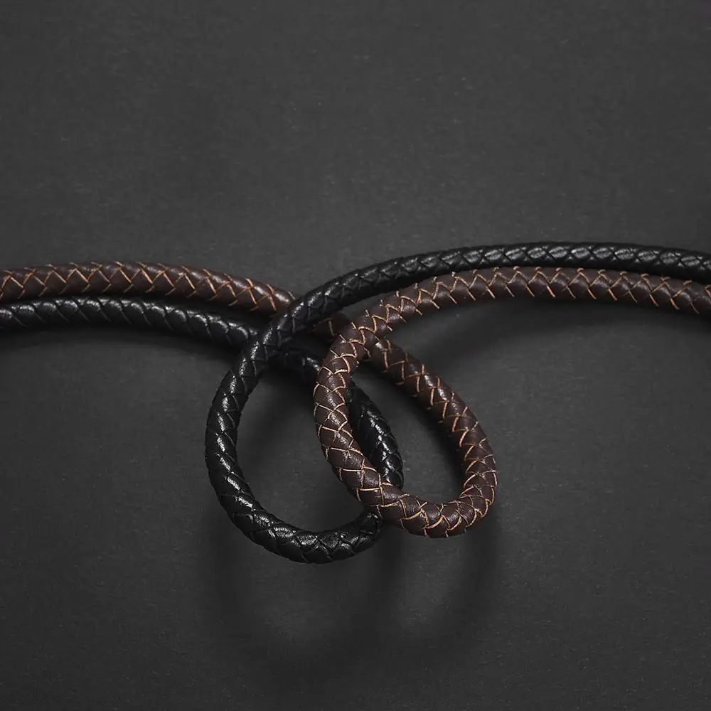 1 м 7 мм круглый черный плетеный кожаный браслет веревка шнур для браслета