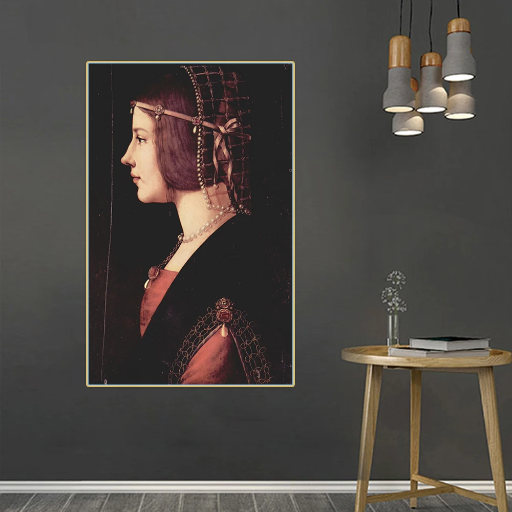 Citon Leonardo da Vinci Portrait Портрет леди Beatrice Deste Canvas Холст Картина маслом постер картина