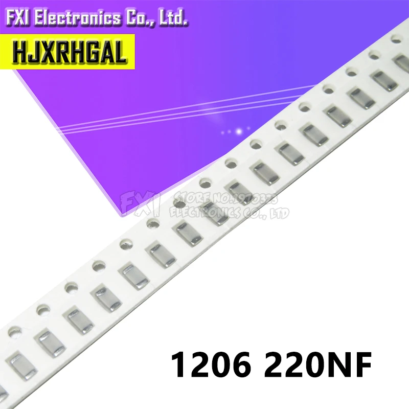 

100pcs 1206 220NF X5R Error 10% 50V 1206 0.22UF 224 smd capacitor New original