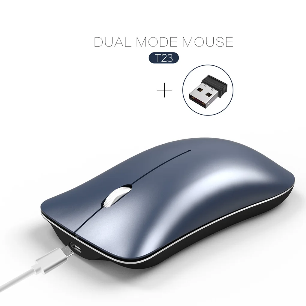 

Ratón inalámbrico de doble modo con Bluetooth, Mouse recargable portátil silencioso de oficina para PC, ordenador y portátil, 2,