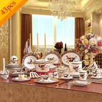 cross border european classical tableware dish bowl set bone china tableware 43 58 head bone china tableware household set