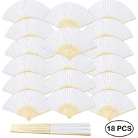 18pcs vintage summer white hand craft fan decorative chinese style diy folding fan for dance wedding